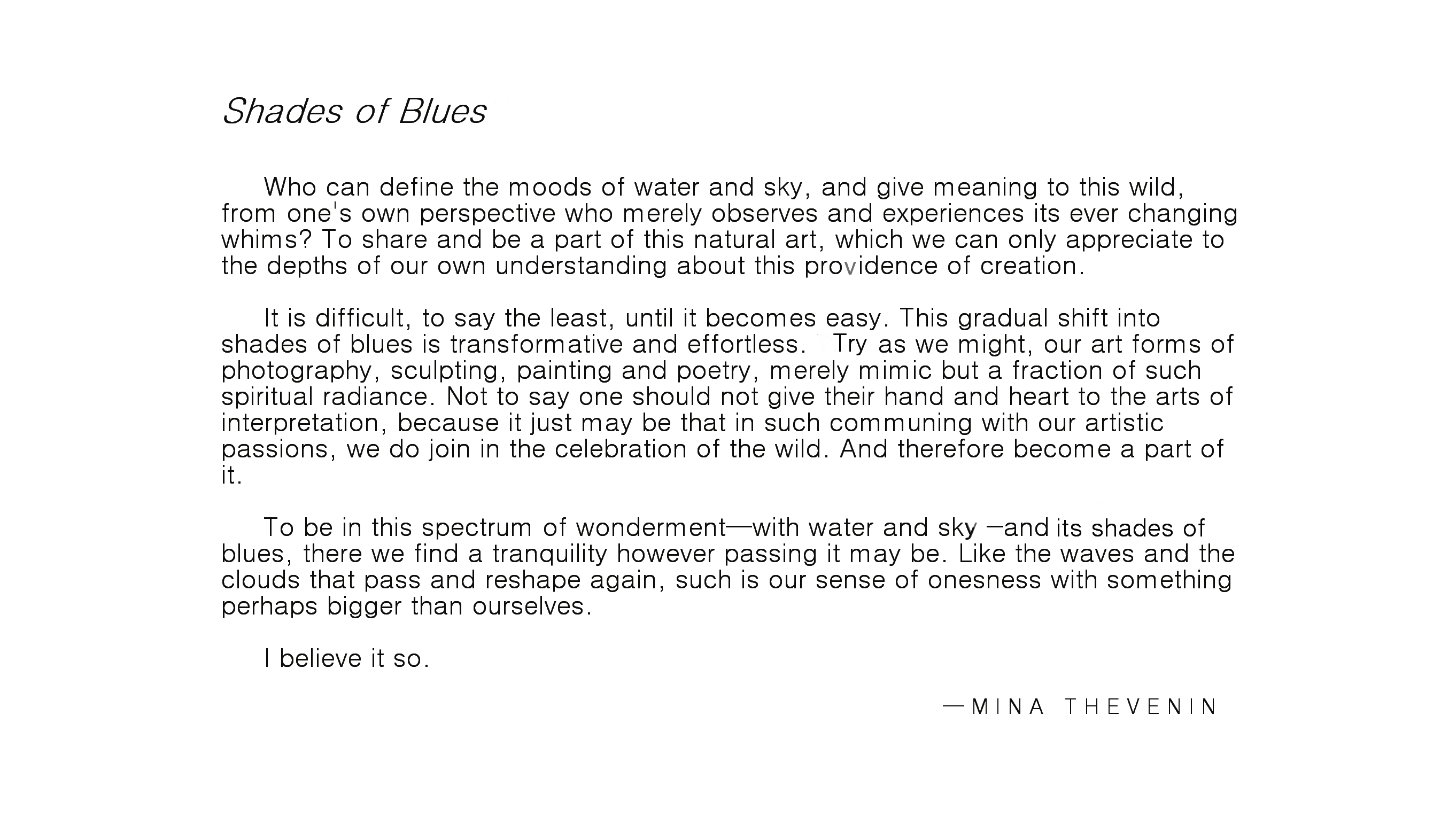 Shades of Blues by Mina Thevenin