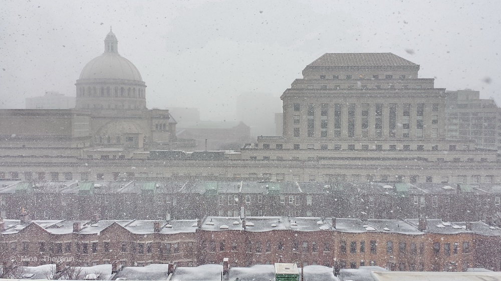 © Boston Snow Upon the Church of Christ Scientist and the Mary Baker Eddy Library. Photographer Mina Thevenin